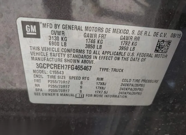 3GCPCREH7FG465467 2015 2015 Chevrolet Silverado 1500- 1LT 9