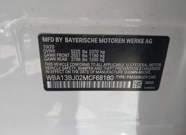 WBA13BJ02MCF68180 2021 2021 BMW 5 Series- 530I Xdrive 9