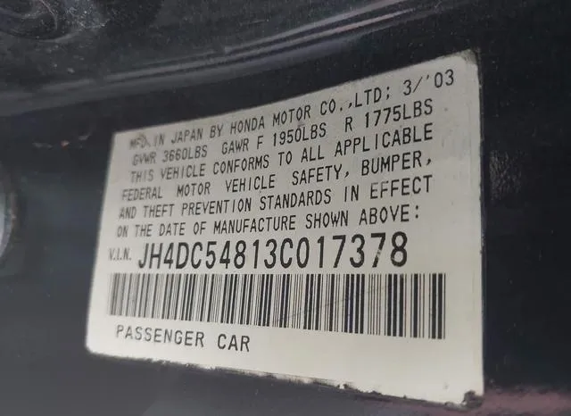 JH4DC54813C017378 2003 2003 Acura RSX 9