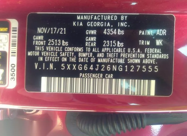 5XXG64J26NG127555 2022 2022 KIA K5- Gt-Line 9