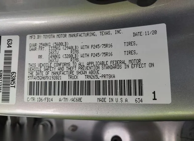 5TFAX5GN6MX192021 2021 2021 Toyota Tacoma- SR 9