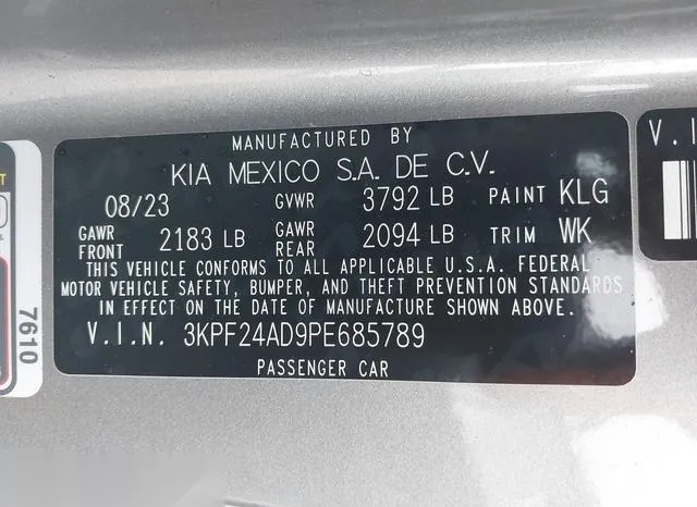 3KPF24AD9PE685789 2023 2023 KIA Forte- Lxs 9