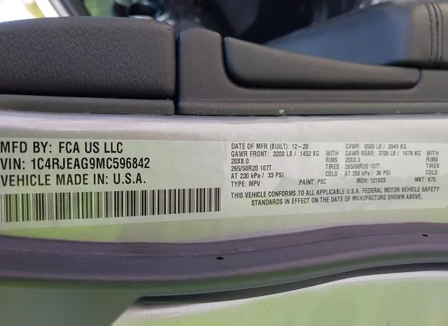 1C4RJEAG9MC596842 2021 2021 Jeep Grand Cherokee- Laredo X 4X2 9