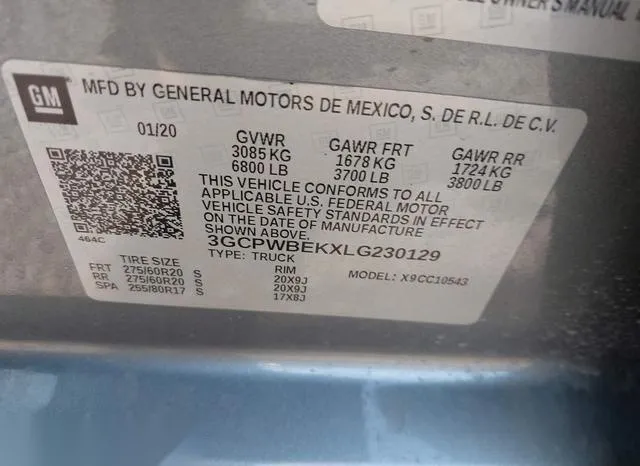 3GCPWBEKXLG230129 2020 2020 Chevrolet Silverado 1500- 2Wd 9