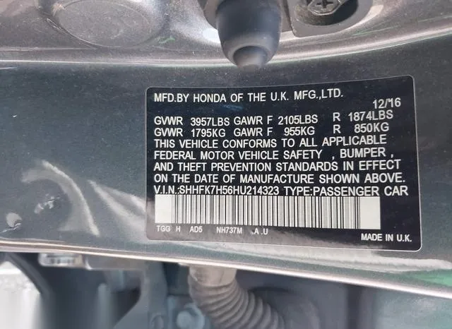 SHHFK7H56HU214323 2017 2017 Honda Civic- EX 9