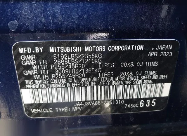 JA4J3VA88PZ051310 2023 2023 Mitsubishi Outlander- Sel 2-5 2Wd 9