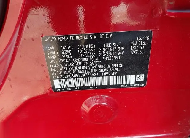 3CZRU5H59GM753584 2016 2016 Honda HR-V- EX 9