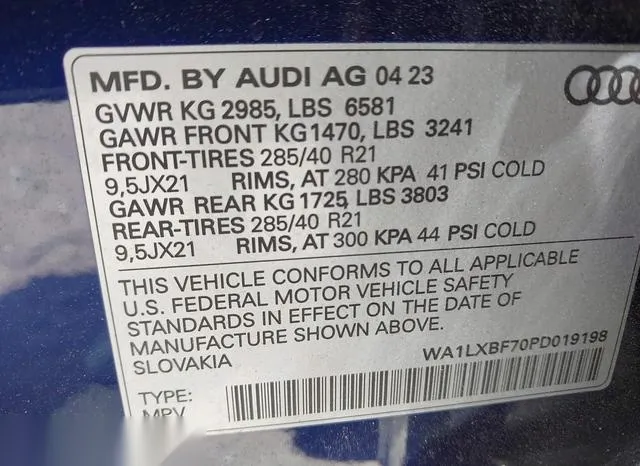 WA1LXBF70PD019198 2023 2023 Audi Q7- Premium Plus 55 Tfsi Q 9