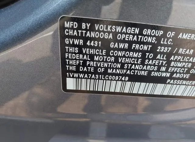 1VWWA7A31LC009749 2020 2020 Volkswagen Passat- 2-0T Se 9