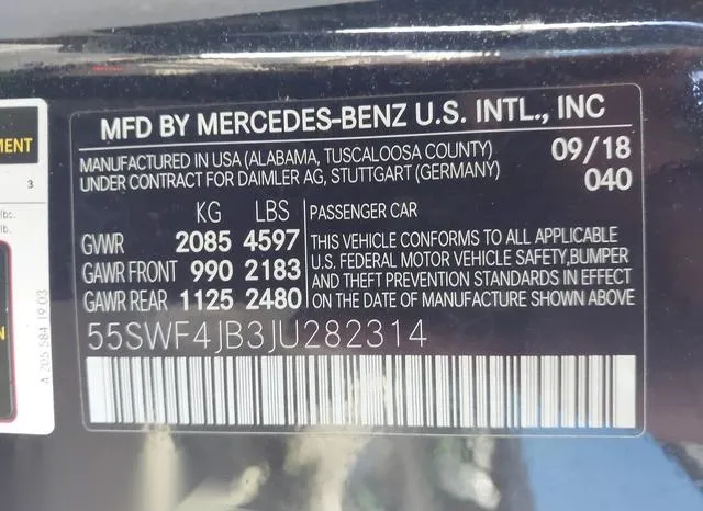 55SWF4JB3JU282314 2018 2018 Mercedes-Benz C 300 9