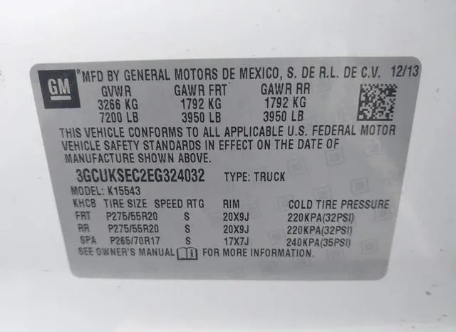 3GCUKSEC2EG324032 2014 2014 Chevrolet Silverado 1500- 2LZ 9