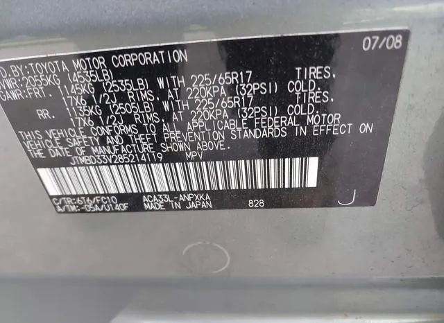 JTMBD33V285214119 2008 2008 Toyota RAV4 9