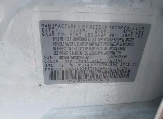 3N1AB7APXKY456649 2019 2019 Nissan Sentra- SV 9