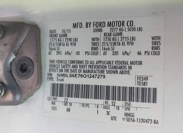 NM0LS6E76G1247279 2016 2016 Ford Transit- Connect XL 9