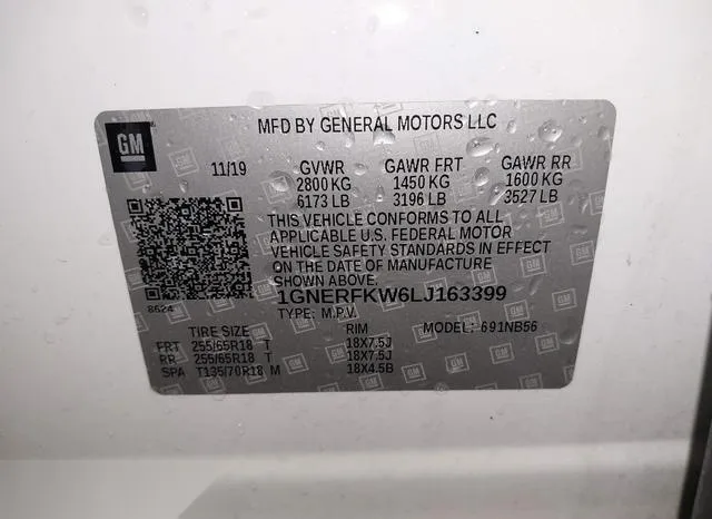 1GNERFKW6LJ163399 2020 2020 Chevrolet Traverse- Fwd Ls 9