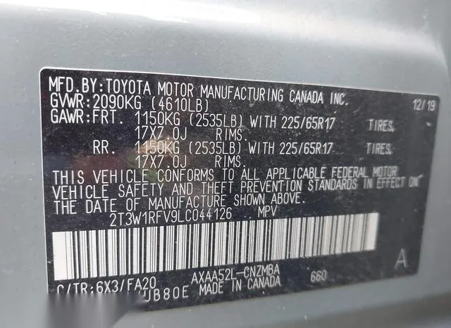 2T3W1RFV9LC044126 2020 2020 Toyota RAV4- Xle 9