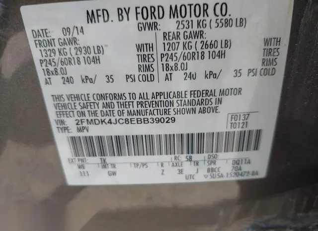 2FMDK4JC8EBB39029 2014 2014 Ford Edge- Sel 9