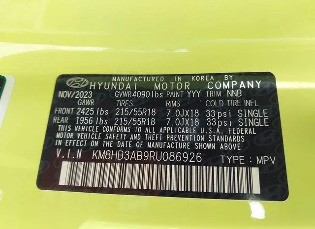 KM8HB3AB9RU086926 2024 2024 Hyundai Kona- Sel 9