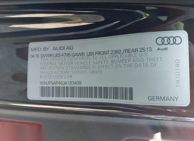 WAUFNAF46JA183439 2018 2018 Audi A4- 2-0T Premium 9