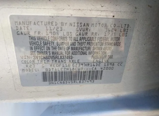 3N1CN8DV5RL837493 2024 2024 Nissan Versa- 1-6 S 9