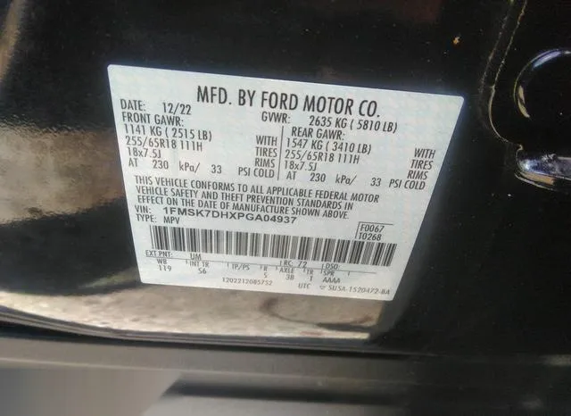 1FMSK7DHXPGA04937 2023 2023 Ford Explorer- Xlt 9