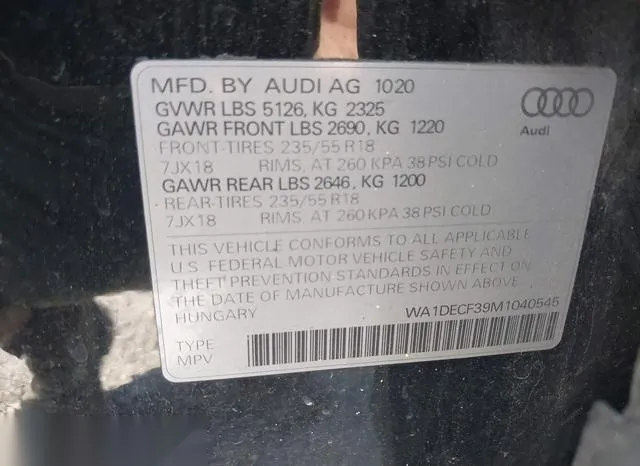 WA1DECF39M1040545 2021 2021 Audi Q3- Premium 45 Tfsi S Line 9