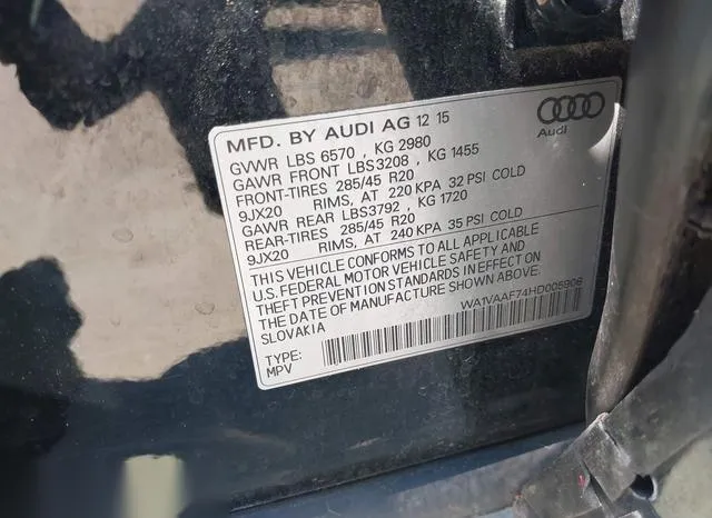 WA1VAAF74HD005908 2017 2017 Audi Q7- 3-0T Premium 9