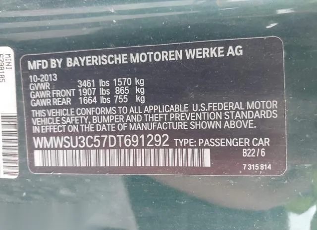 WMWSU3C57DT691292 2013 2013 Mini Hardtop- Cooper 9