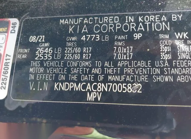 KNDPMCAC8N7005832 2022 2022 KIA Sportage- LX 9