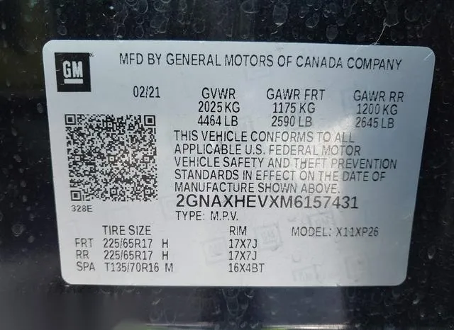 2GNAXHEVXM6157431 2021 2021 Chevrolet Equinox- Fwd Ls 9