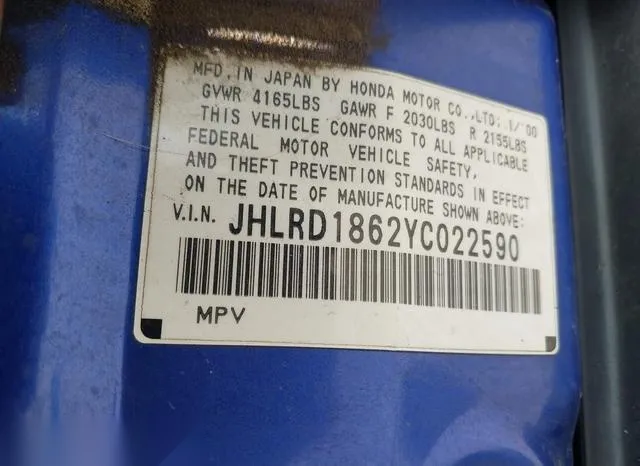 JHLRD1862YC022590 2000 2000 Honda CR-V- EX 9