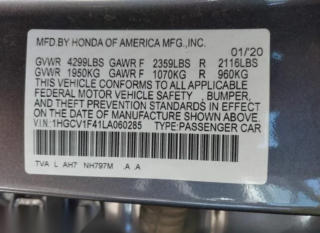 1HGCV1F41LA060285 2020 2020 Honda Accord- EX 9