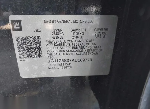 1G11Z5S37KU109770 2019 2019 Chevrolet Impala- LT 9