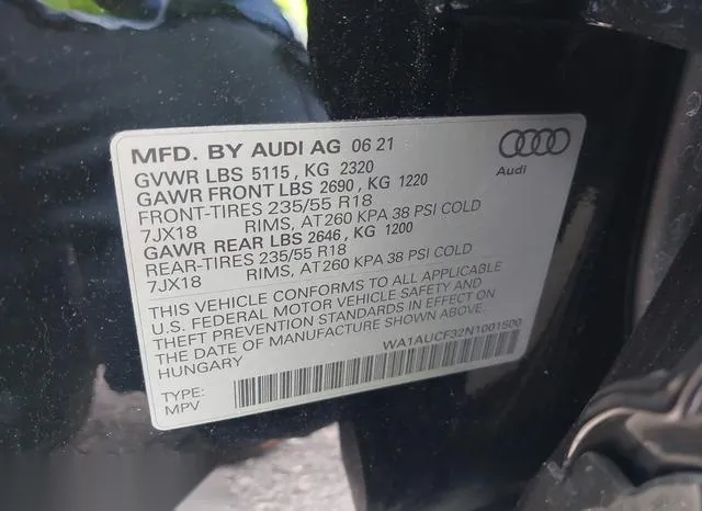 WA1AUCF32N1001500 2022 2022 Audi Q3- Premium 40 Tfsi Quattro 9