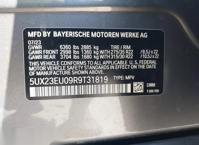 5UX23EU09R9T31819 2024 2024 BMW X5- Xdrive40I 9