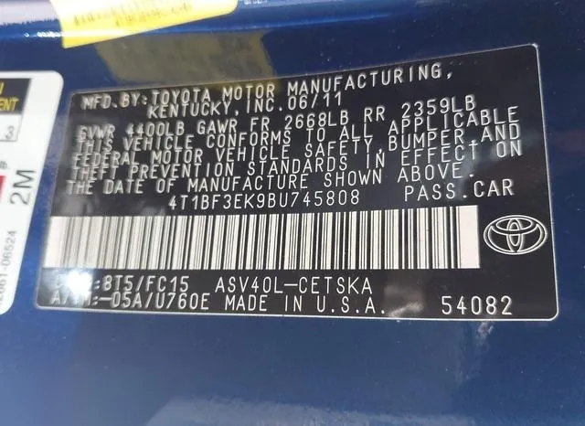 4T1BF3EK9BU745808 2011 2011 Toyota Camry- Le/Se/Xle 9