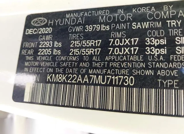 KM8K22AA7MU711730 2021 2021 Hyundai Kona- Sel 9