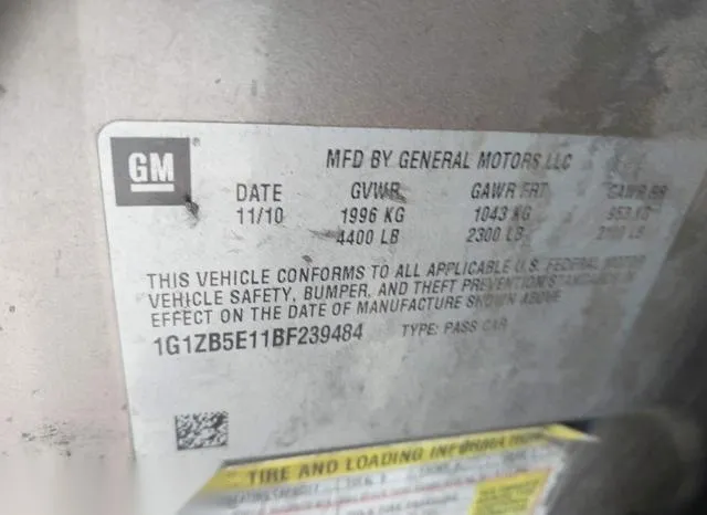 1G1ZB5E11BF239484 2011 2011 Chevrolet Malibu- LS 9