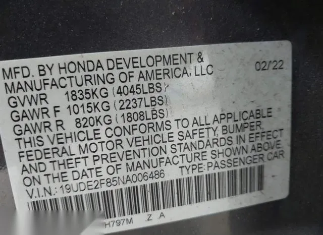 19UDE2F85NA006486 2022 2022 Acura ILX- Premium   A-Spec Pack 9