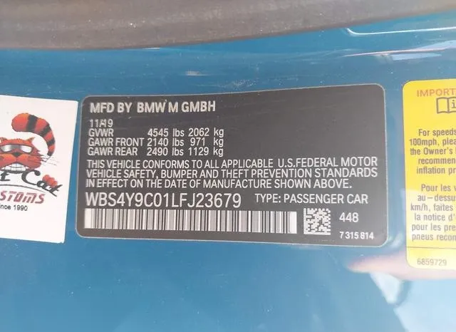 WBS4Y9C01LFJ23679 2020 2020 BMW M4 9