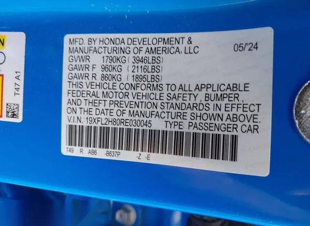 19XFL2H80RE030045 2024 2024 Honda Civic- Sport 9