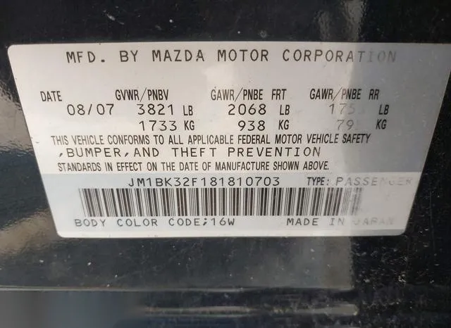 JM1BK32F181810703 2008 2008 Mazda 3- I 9