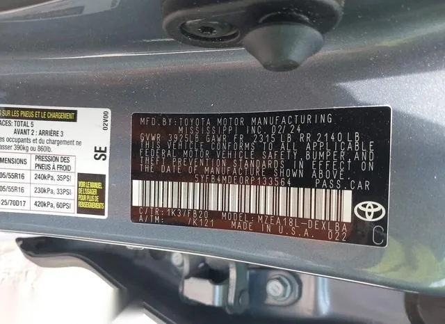 5YFB4MDE0RP133564 2024 2024 Toyota Corolla- LE 9