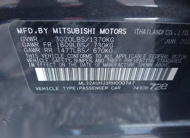 ML32AUHJ3RH000747 2024 2024 Mitsubishi Mirage- Es/Le 9