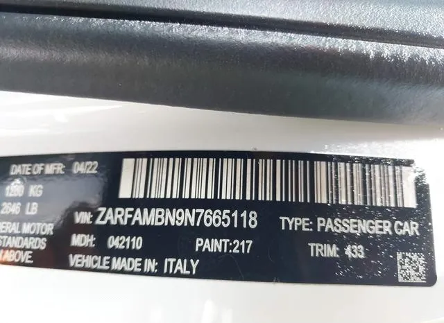 ZARFAMBN9N7665118 2022 2022 Alfa Romeo Giulia- Ti Rwd 9