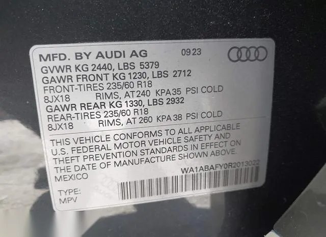 WA1ABAFY0R2013022 2024 2024 Audi Q5- Premium 40 Tfsi Quattro 9