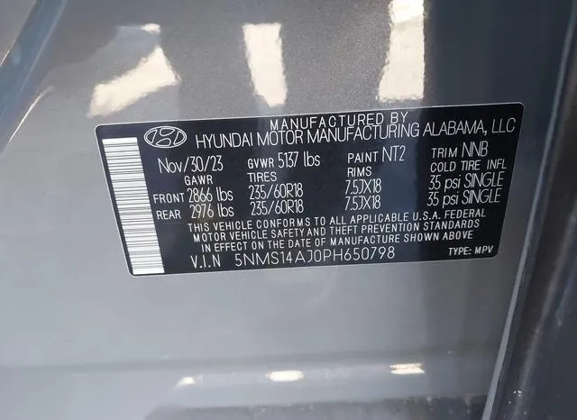 5NMS14AJ0PH650798 2023 2023 Hyundai Santa Fe- SE 9