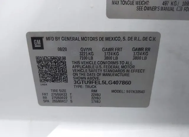 3GTU9FEL5LG407860 2020 2020 GMC Sierra- 1500 4Wd  Short Box  9