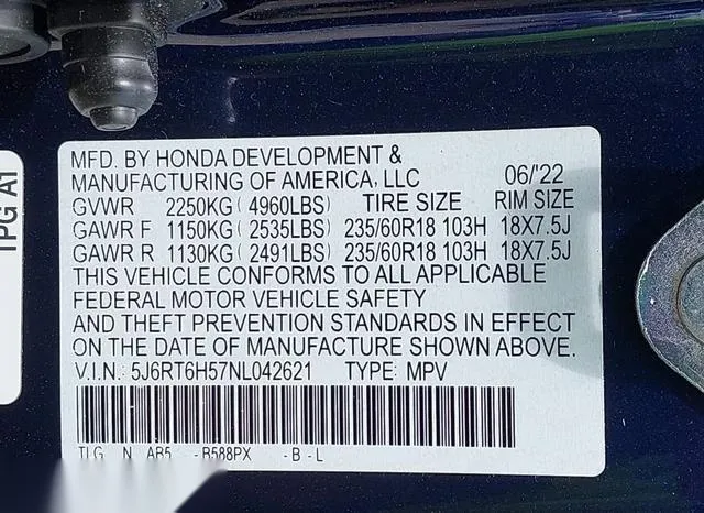 5J6RT6H57NL042621 2022 2022 Honda CR-V- Hybrid Ex 9