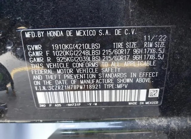 3CZRZ1H78PM718921 2023 2023 Honda HR-V- 2Wd Ex-L 9